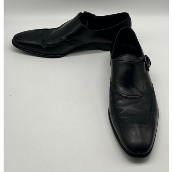 Salvatore Ferragamo black leather single strap monk dress shoe sz 10.5 b
